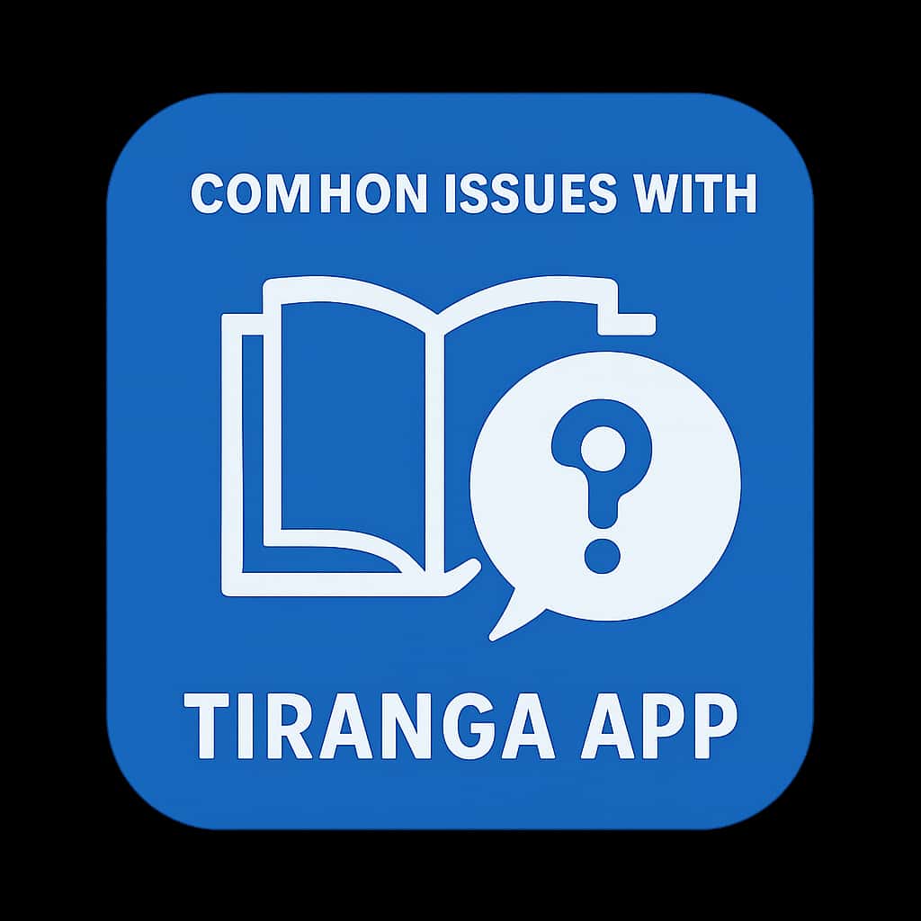 Badge highlighting common issues with Tiranga App.