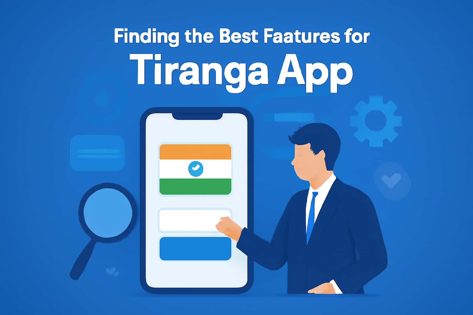 An illustration depicting the Tiranga App features in a modern interface.