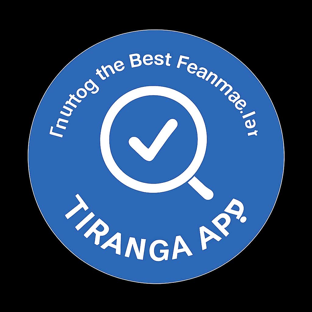 A badge representing the Tiranga App with concise feature highlights.