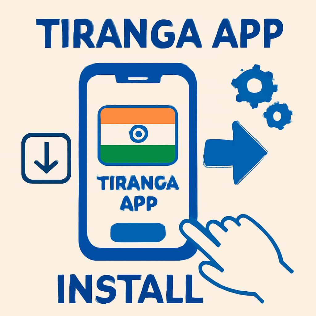 Diagram explaining the installation steps for Tiranga App.