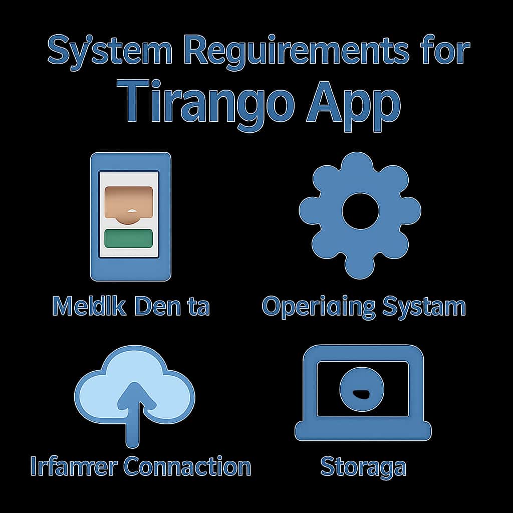Illustration explaining Tiranga App system requirements.