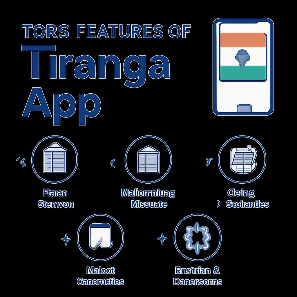Diagram illustrating the features of Tiranga App.