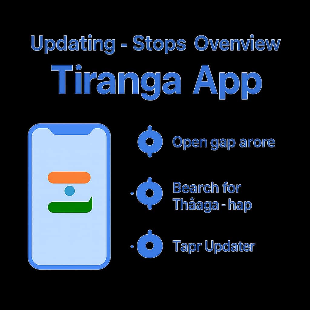 An educational diagram showcasing the steps to update the Tiranga App.
